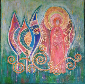 DCA15 - The Arrival - Original Painting by Teresa Sherlock - signed on the back - acrylic on canvas - /50cm x 50cm/ - not available