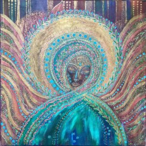DCA 26 - Forget Me Not Madonna - Original Painting by Teresa Sherlock - signed on the back - acrylic on canvas - /50cmx50cm/ - not available