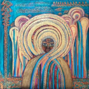 DCA31 - MM & Her Angels - Original Painting By Teresa Sherlock - signed on the back - acrylic on canvas - /60cm x60cm/ - Not available