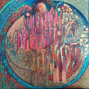 DCA41 - Far, Far Aways Lands - Original Painting by Teresa Sherlock, acrylic on canvas, signed on the back /60cmx60cm/, Price £295