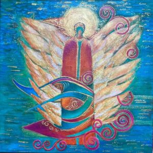DCA49 - Guiding Angel - original painting by Teresa Sherlock - signed on the back - acrylic on canvas - /50cm x 50cm/ - not available